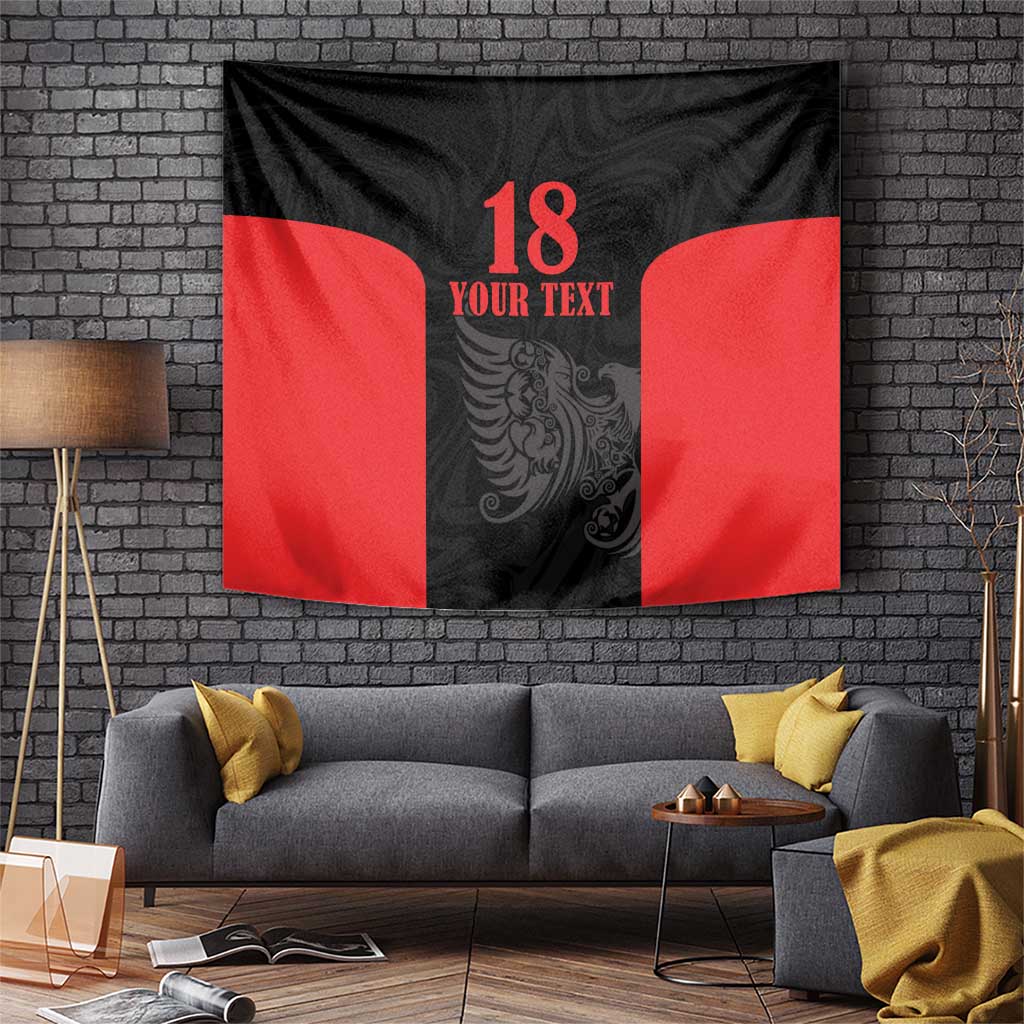 Custom Albania Football Pride Tapestry Kuqezinjte Eagle Black Version - Wonder Print Shop