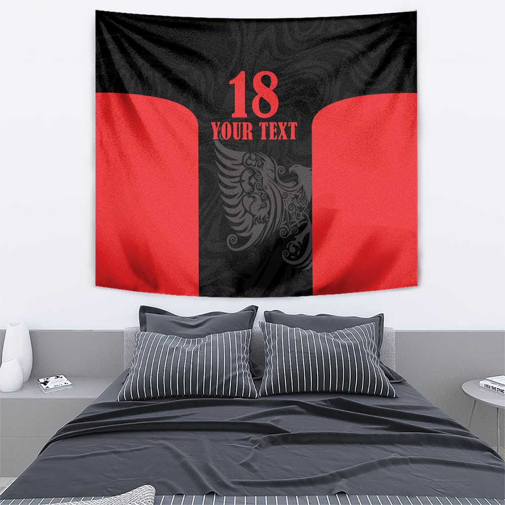 Custom Albania Football Pride Tapestry Kuqezinjte Eagle Black Version - Wonder Print Shop