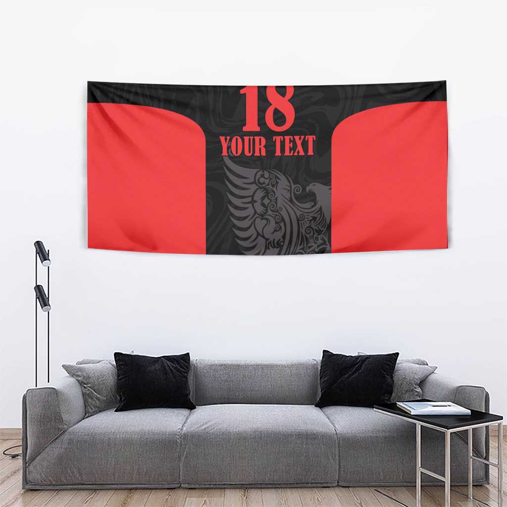 Custom Albania Football Pride Tapestry Kuqezinjte Eagle Black Version - Wonder Print Shop