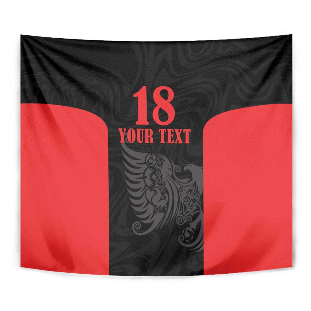 Custom Albania Football Pride Tapestry Kuqezinjte Eagle Black Version - Wonder Print Shop