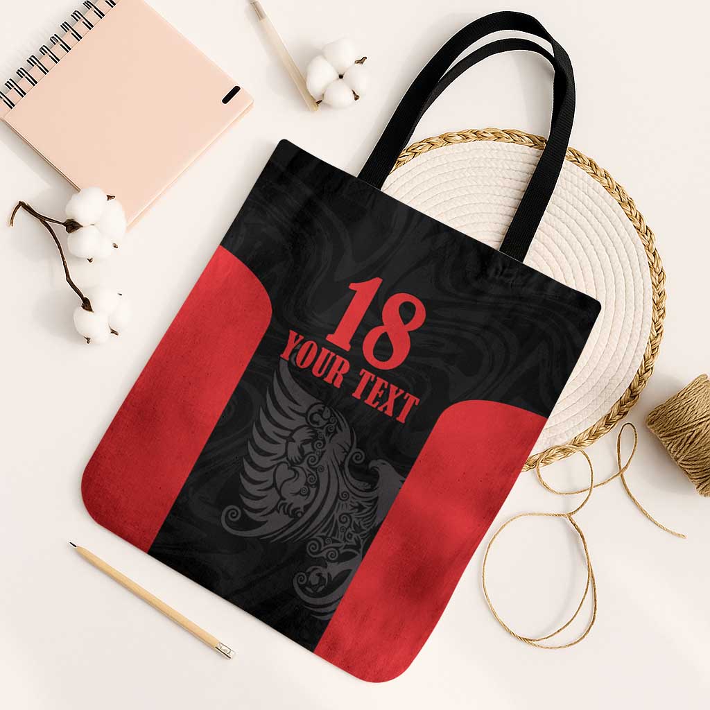 Custom Albania Football Pride Tote Bag Kuqezinjte Eagle Black Version - Wonder Print Shop