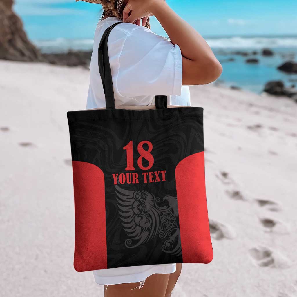Custom Albania Football Pride Tote Bag Kuqezinjte Eagle Black Version - Wonder Print Shop