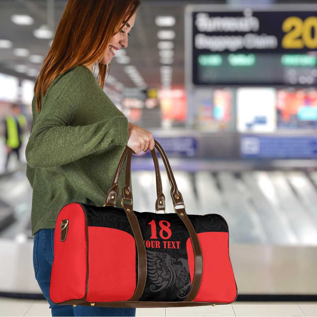 Custom Albania Football Pride Travel Bag Kuqezinjte Eagle Black Version - Wonder Print Shop