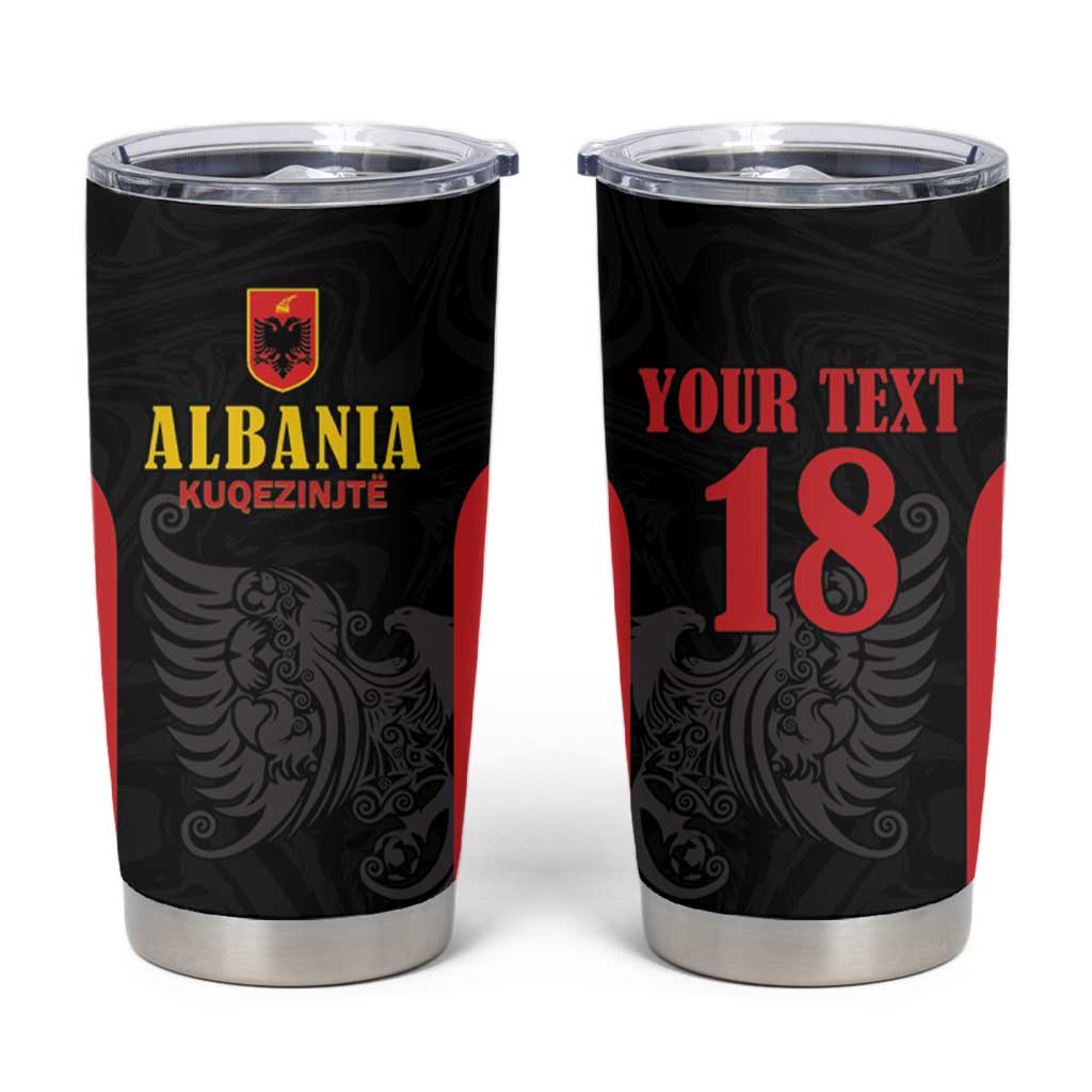 Custom Albania Football Pride Tumbler Cup Kuqezinjte Eagle Black Version - Wonder Print Shop