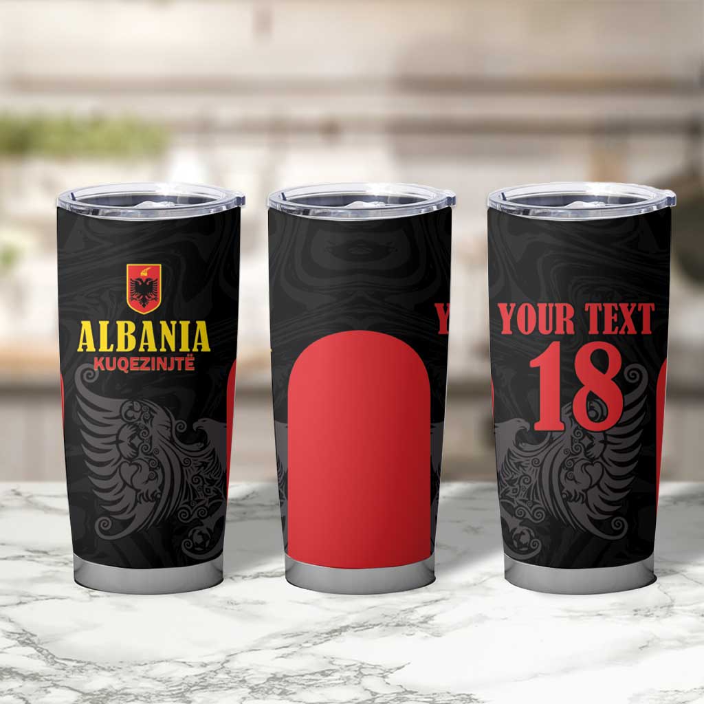 Custom Albania Football Pride Tumbler Cup Kuqezinjte Eagle Black Version - Wonder Print Shop