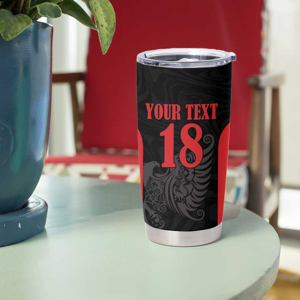 Custom Albania Football Pride Tumbler Cup Kuqezinjte Eagle Black Version - Wonder Print Shop