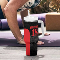 Custom Albania Football Pride Tumbler With Handle Kuqezinjte Eagle Black Version - Wonder Print Shop