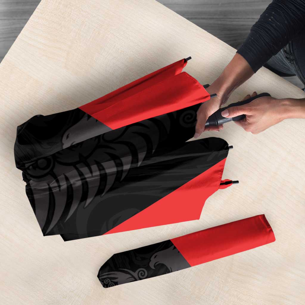 Custom Albania Football Pride Umbrella Kuqezinjte Eagle Black Version - Wonder Print Shop
