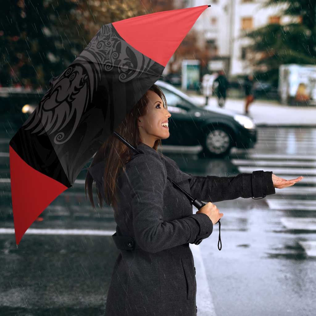 Custom Albania Football Pride Umbrella Kuqezinjte Eagle Black Version - Wonder Print Shop