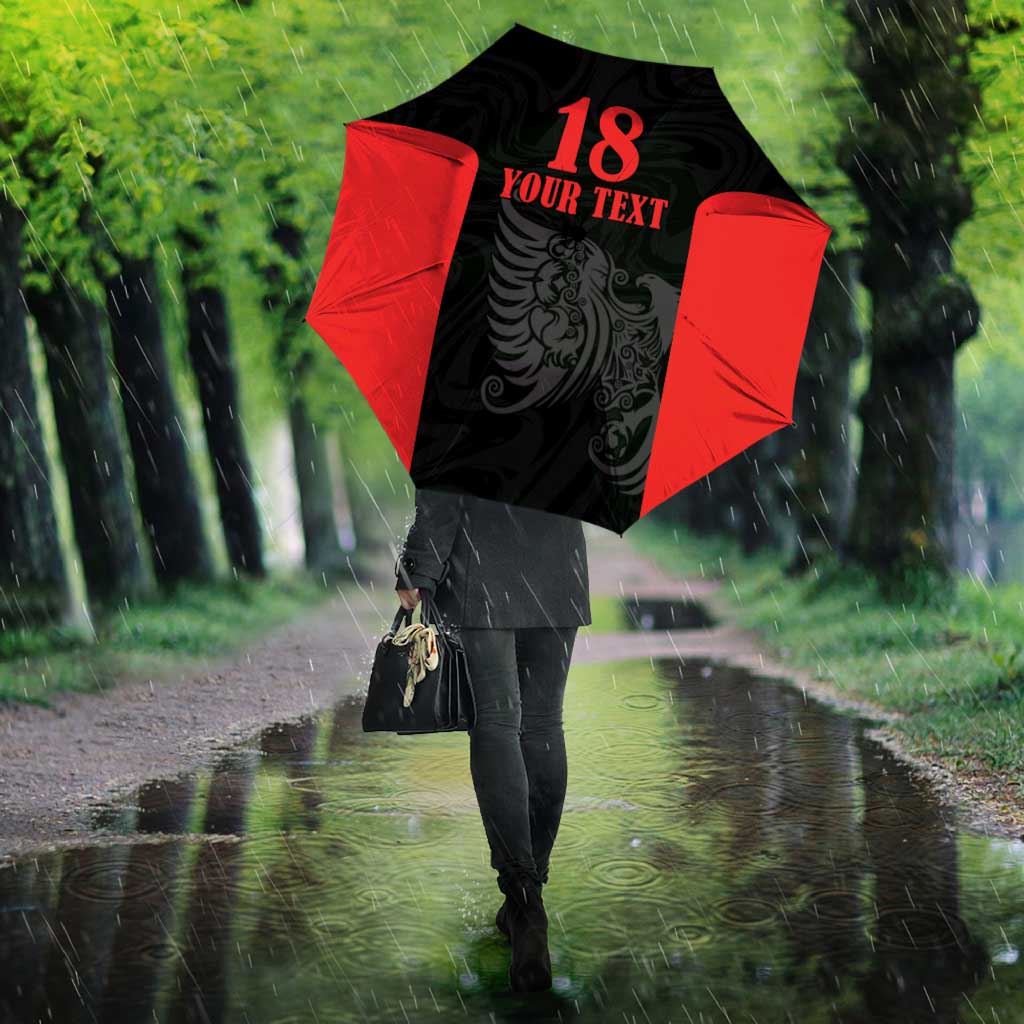 Custom Albania Football Pride Umbrella Kuqezinjte Eagle Black Version - Wonder Print Shop