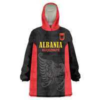 Custom Albania Football Pride Wearable Blanket Hoodie Kuqezinjte Eagle Black Version - Wonder Print Shop