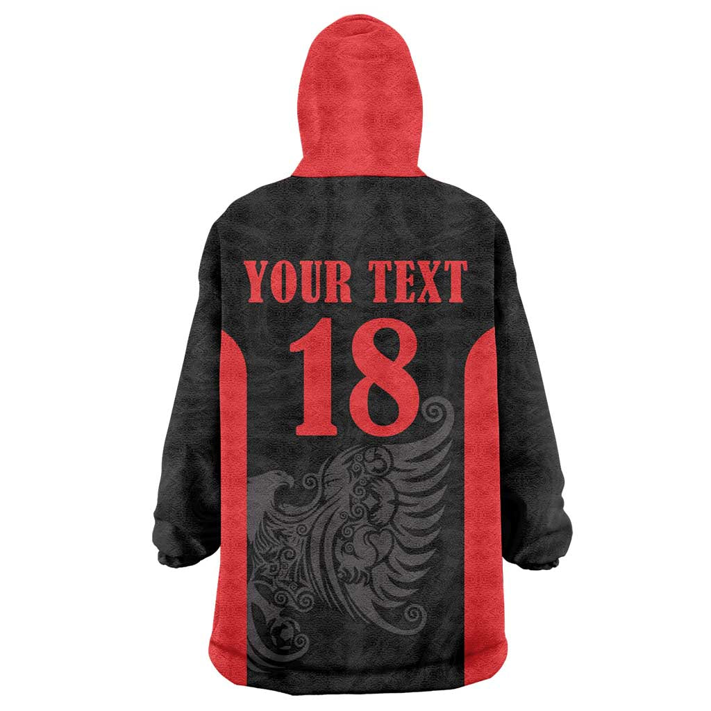 Custom Albania Football Pride Wearable Blanket Hoodie Kuqezinjte Eagle Black Version - Wonder Print Shop