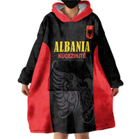 Custom Albania Football Pride Wearable Blanket Hoodie Kuqezinjte Eagle Black Version - Wonder Print Shop