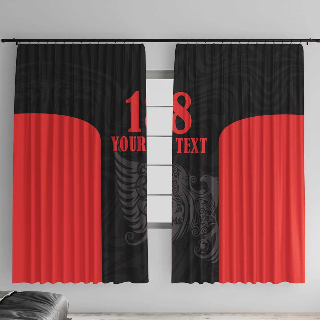 Custom Albania Football Pride Window Curtain Kuqezinjte Eagle Black Version - Wonder Print Shop