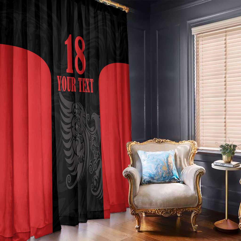 Custom Albania Football Pride Window Curtain Kuqezinjte Eagle Black Version - Wonder Print Shop