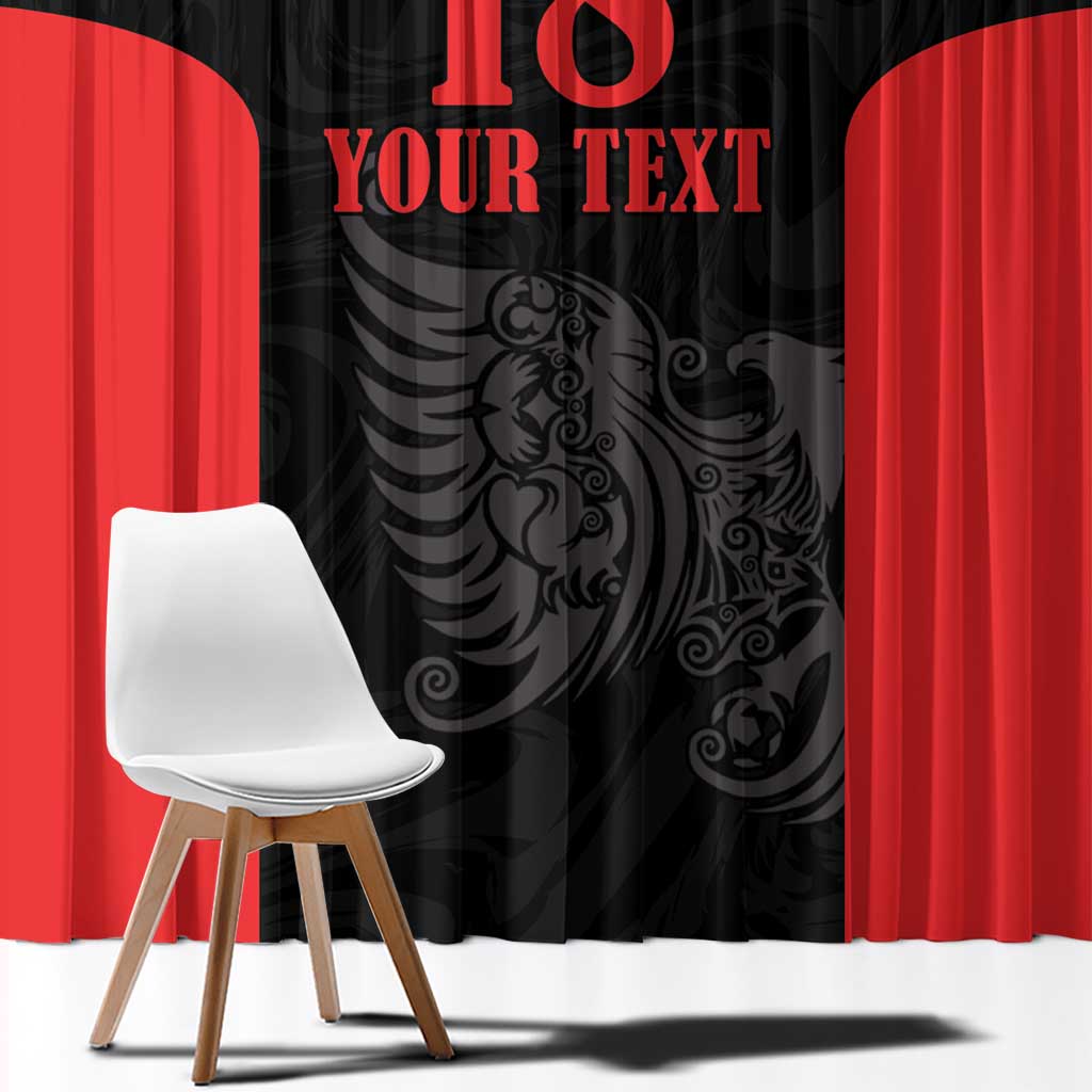 Custom Albania Football Pride Window Curtain Kuqezinjte Eagle Black Version - Wonder Print Shop