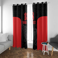 Custom Albania Football Pride Window Curtain Kuqezinjte Eagle Black Version - Wonder Print Shop