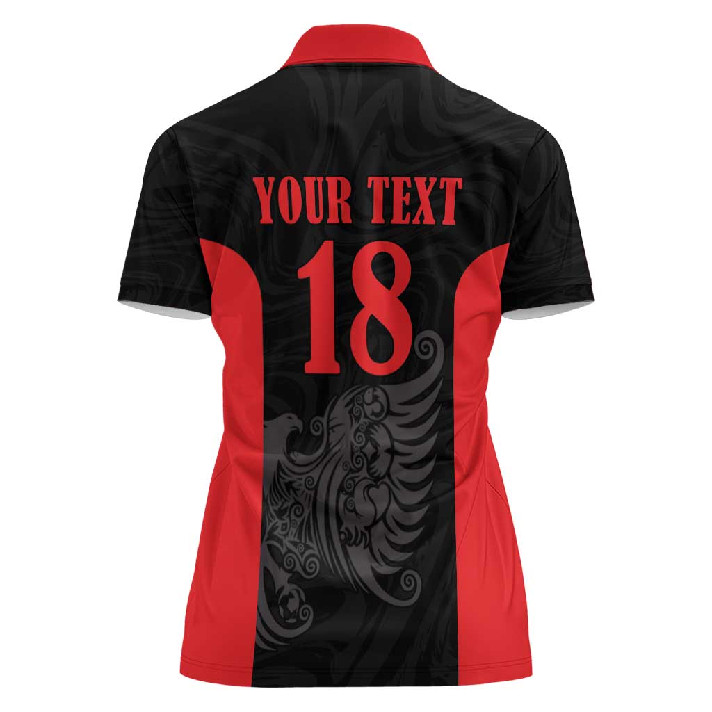 Custom Albania Football Pride Women Polo Shirt Kuqezinjte Eagle Black Version - Wonder Print Shop
