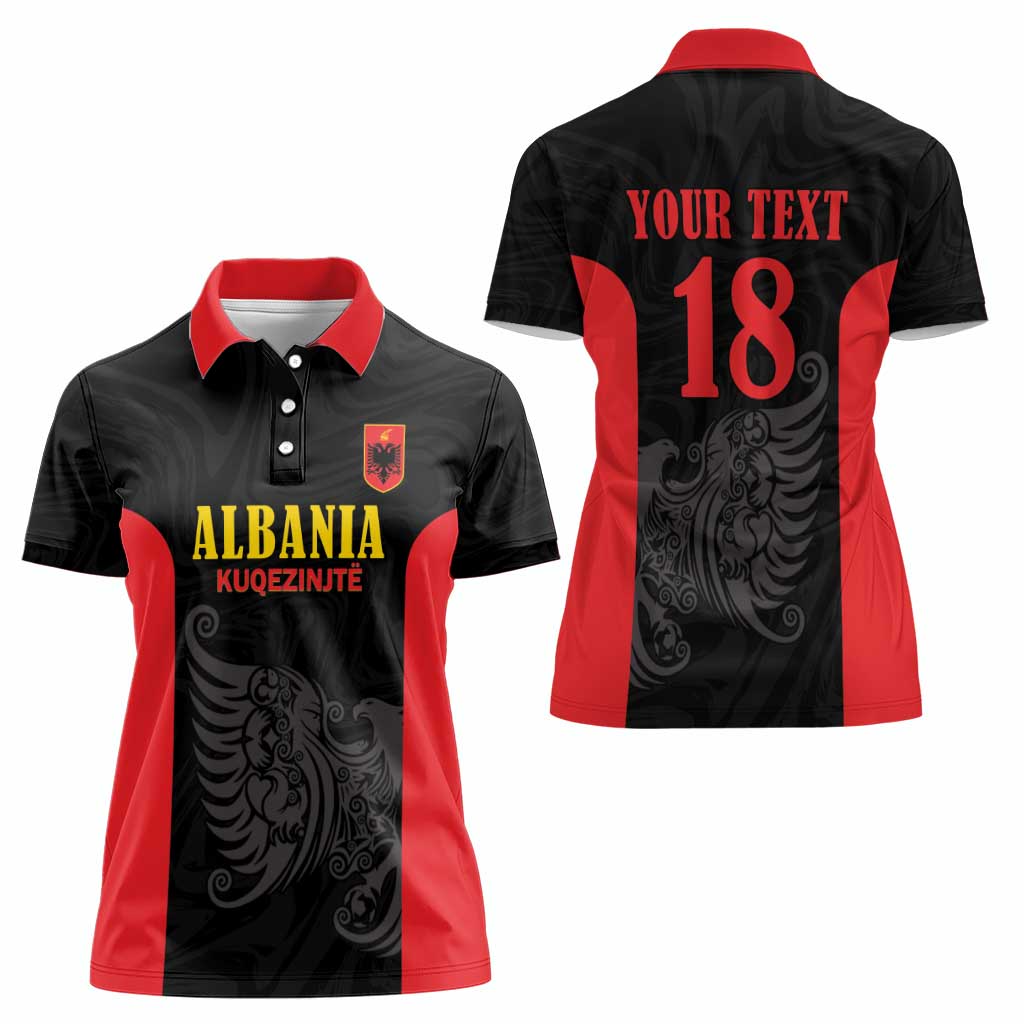Custom Albania Football Pride Women Polo Shirt Kuqezinjte Eagle Black Version - Wonder Print Shop