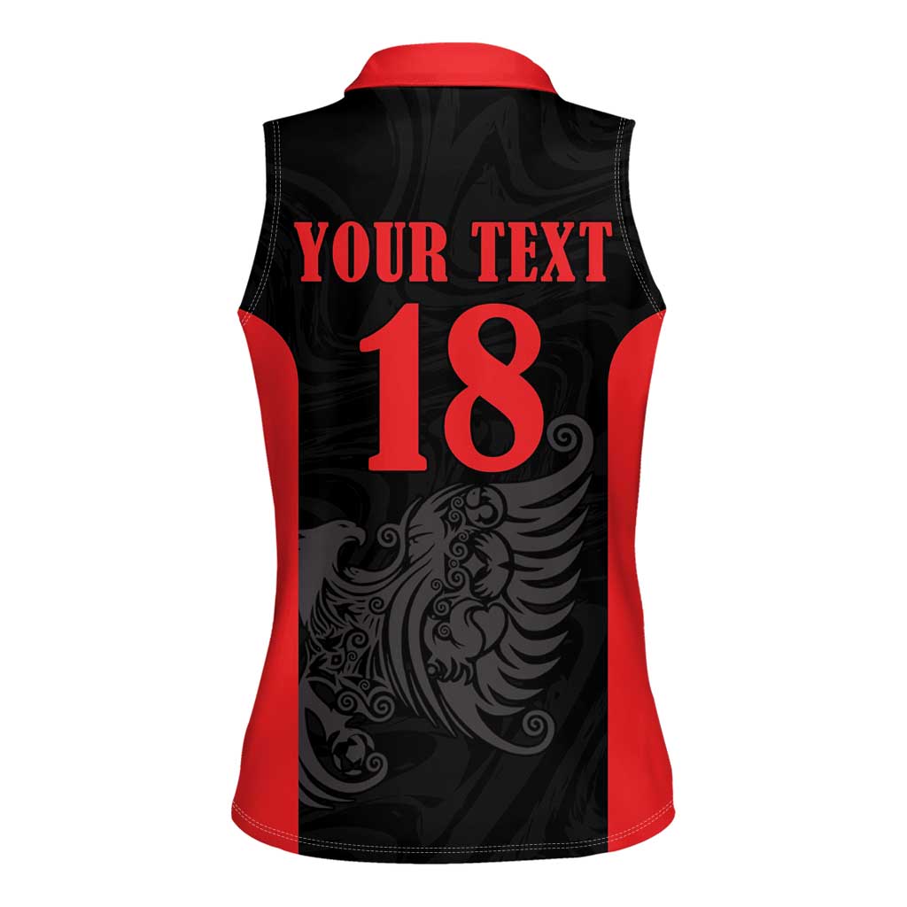 Custom Albania Football Pride Women Sleeveless Polo Shirt Kuqezinjte Eagle Black Version - Wonder Print Shop