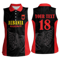 Custom Albania Football Pride Women Sleeveless Polo Shirt Kuqezinjte Eagle Black Version - Wonder Print Shop
