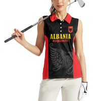 Custom Albania Football Pride Women Sleeveless Polo Shirt Kuqezinjte Eagle Black Version - Wonder Print Shop