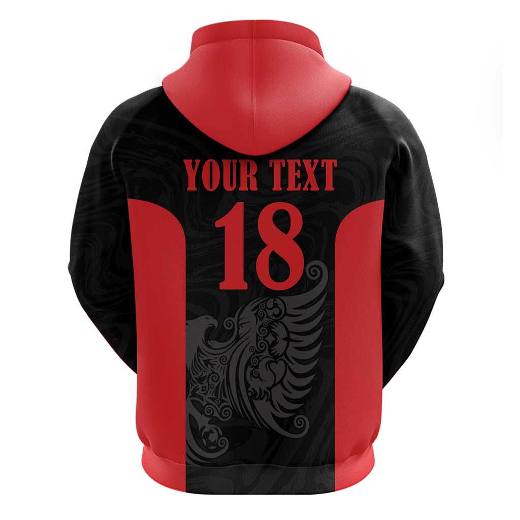 Custom Albania Football Pride Zip Hoodie Kuqezinjte Eagle Black Version - Wonder Print Shop