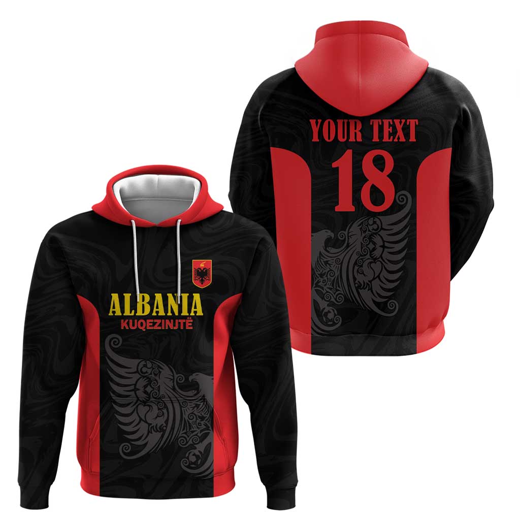 Custom Albania Football Pride Zip Hoodie Kuqezinjte Eagle Black Version - Wonder Print Shop