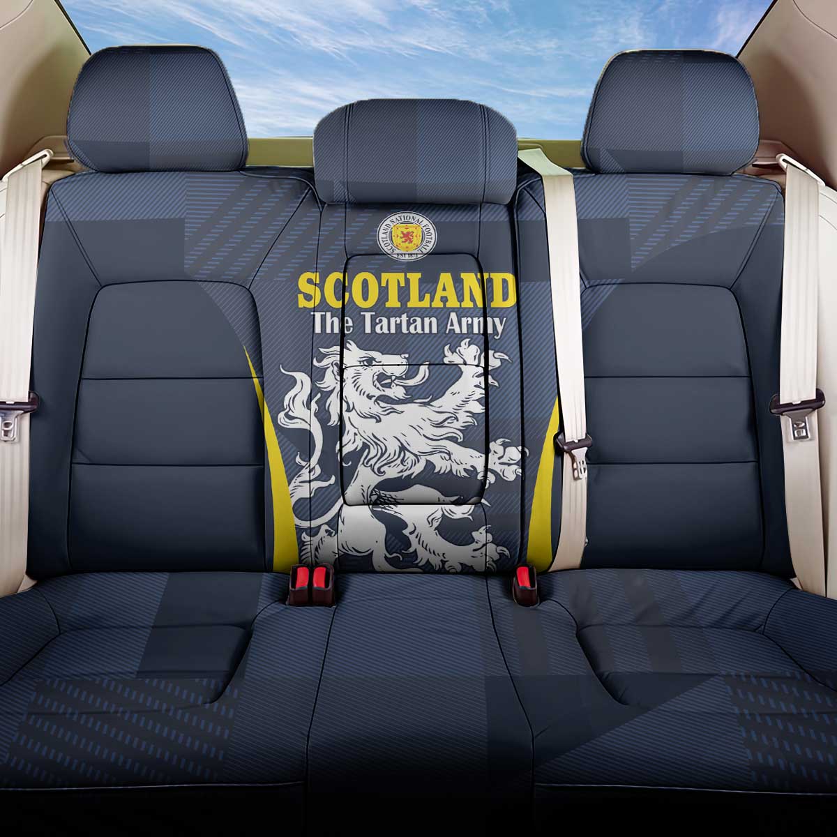 Scotland Football Back Car Seat Cover Scottish Lion Rampant Tartan Fan - Wonder Print Shop