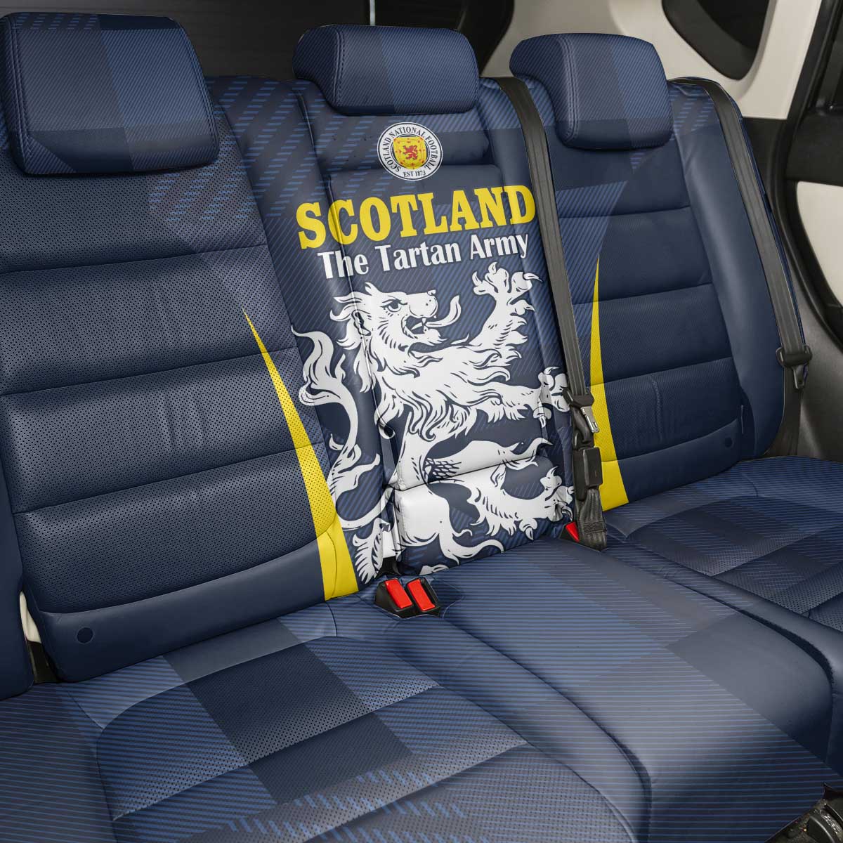 Scotland Football Back Car Seat Cover Scottish Lion Rampant Tartan Fan - Wonder Print Shop