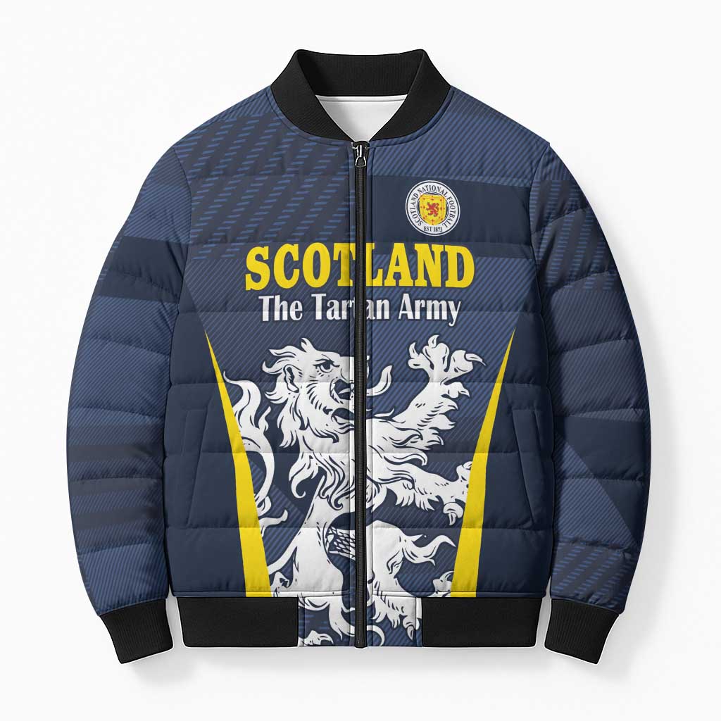 Custom Scotland Football Bomber Puffer Jacket Scottish Lion Rampant Tartan Fan - Wonder Print Shop