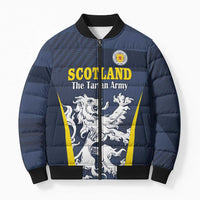 Custom Scotland Football Bomber Puffer Jacket Scottish Lion Rampant Tartan Fan - Wonder Print Shop