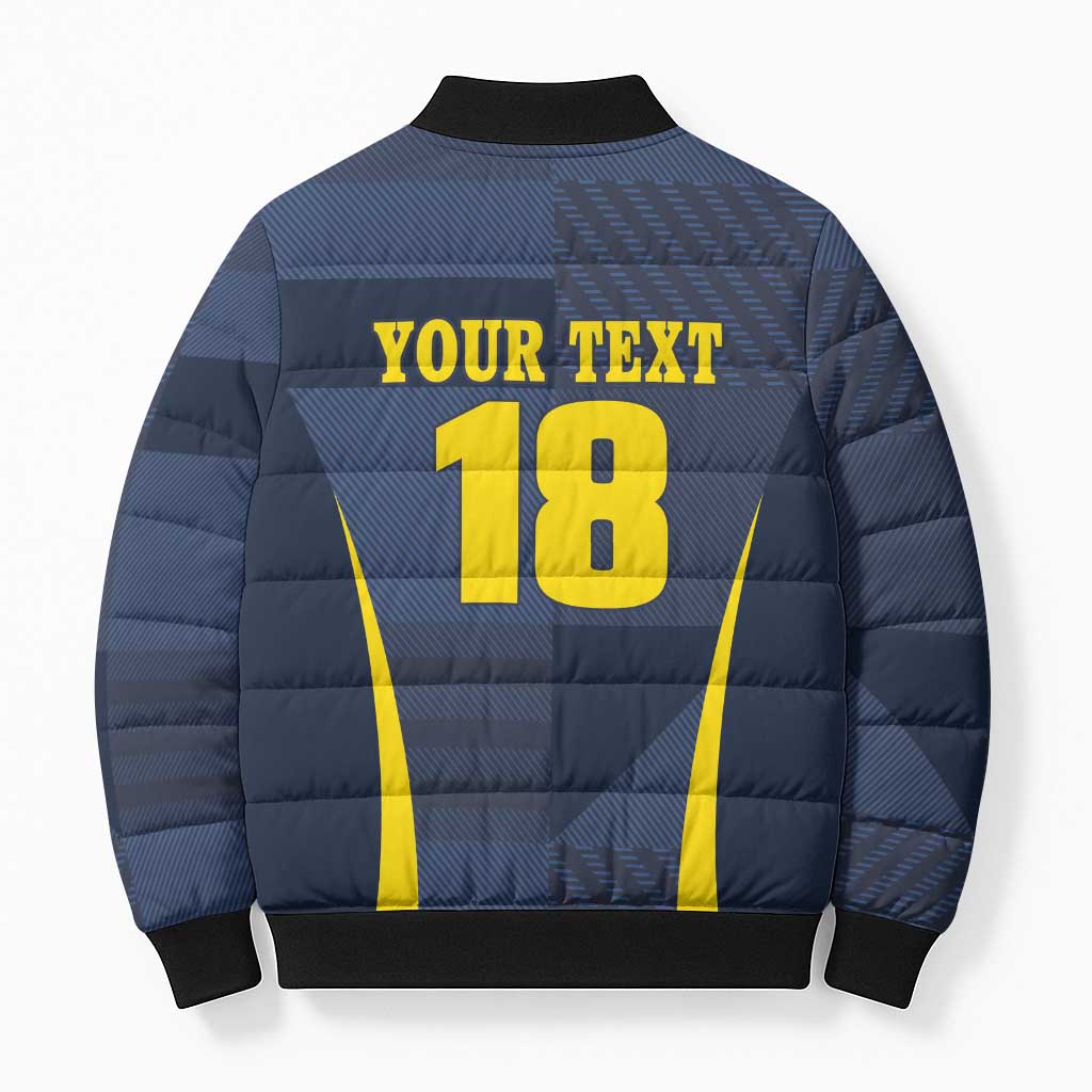Custom Scotland Football Bomber Puffer Jacket Scottish Lion Rampant Tartan Fan - Wonder Print Shop