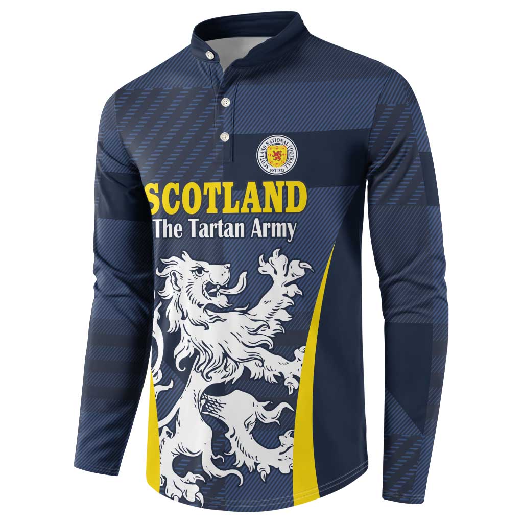 Custom Scotland Football Button Sweatshirt Scottish Lion Rampant Tartan Fan - Wonder Print Shop