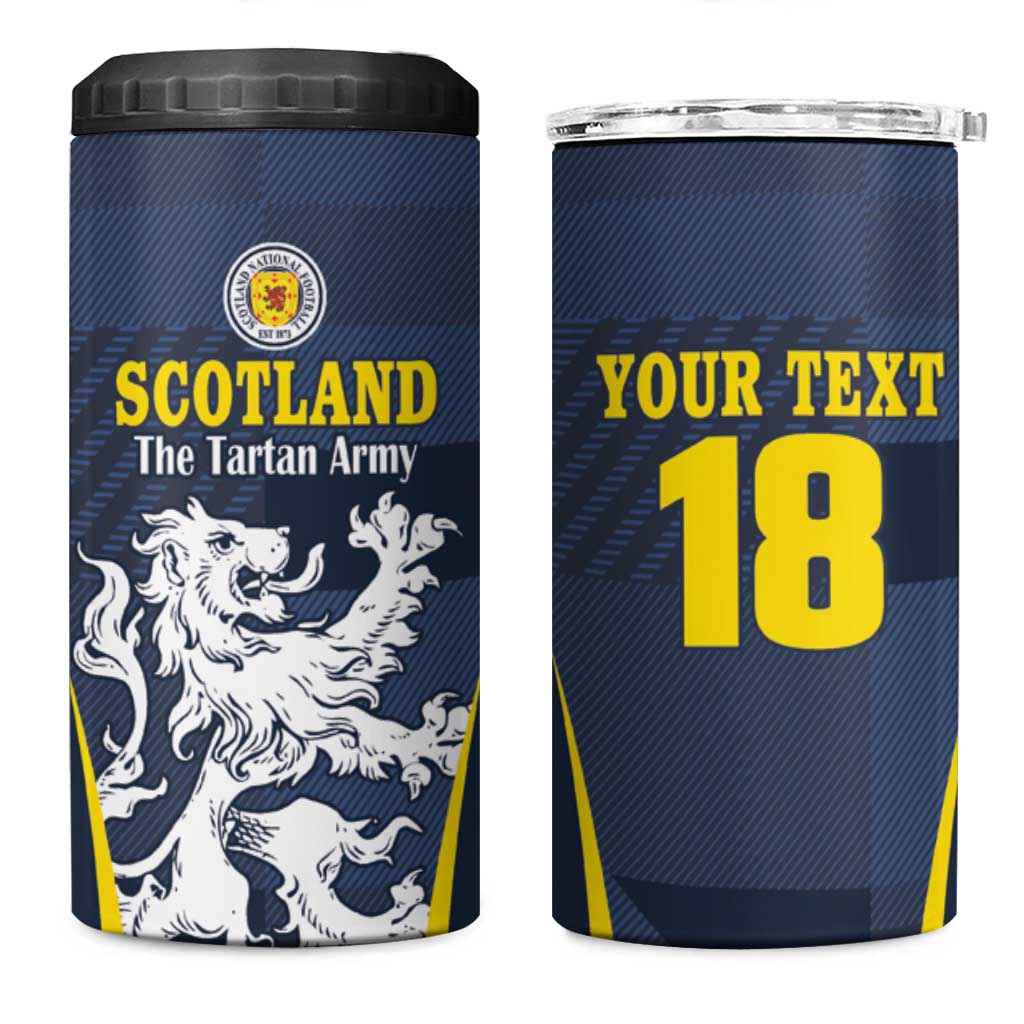 Custom Scotland Football 4 in 1 Can Cooler Tumbler Scottish Lion Rampant Tartan Fan - Wonder Print Shop