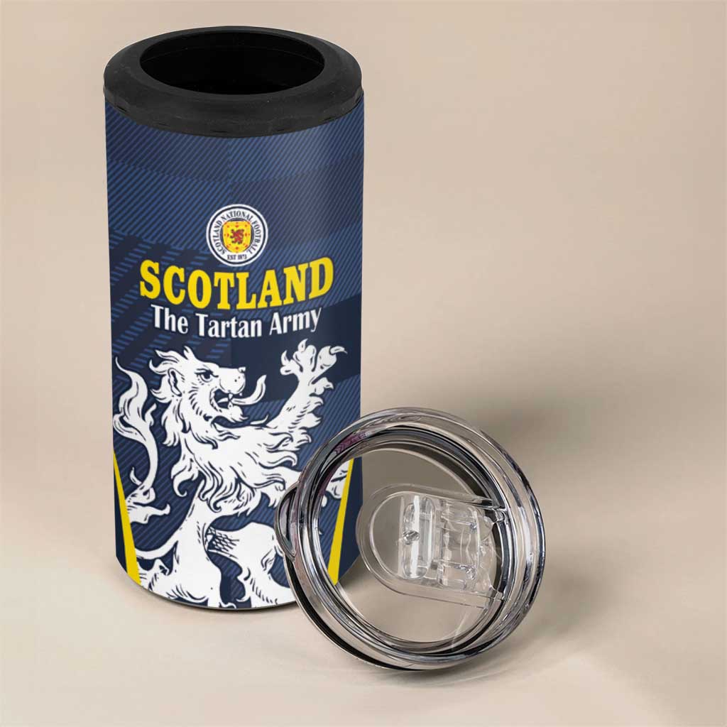 Custom Scotland Football 4 in 1 Can Cooler Tumbler Scottish Lion Rampant Tartan Fan - Wonder Print Shop