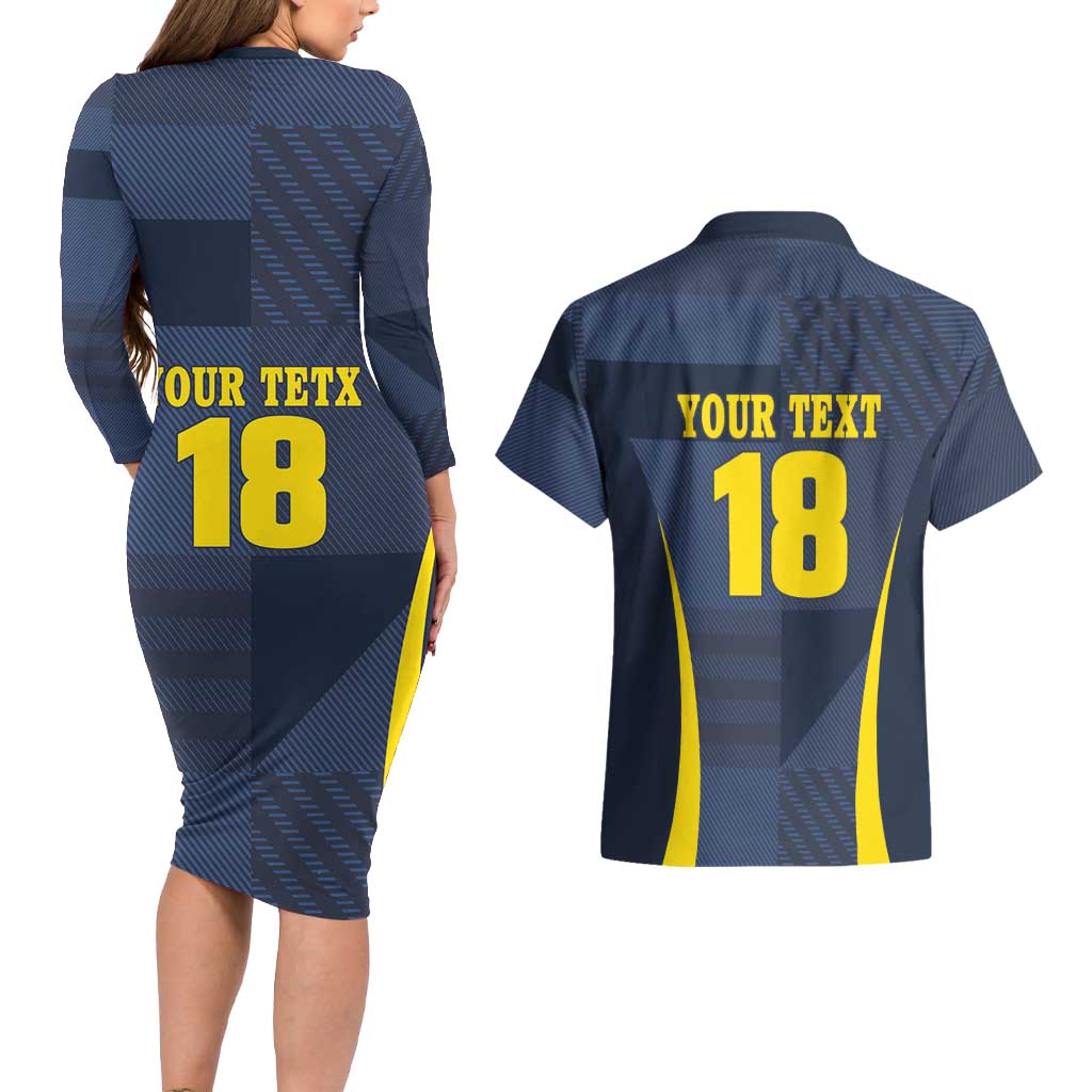 Custom Scotland Football Couples Matching Long Sleeve Bodycon Dress and Hawaiian Shirt Scottish Lion Rampant Tartan Fan - Wonder Print Shop