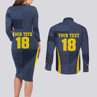 Custom Scotland Football Couples Matching Long Sleeve Bodycon Dress and Long Sleeve Button Shirt Scottish Lion Rampant Tartan Fan - Wonder Print Shop