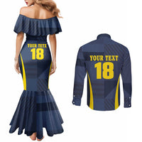 Custom Scotland Football Couples Matching Mermaid Dress and Long Sleeve Button Shirt Scottish Lion Rampant Tartan Fan - Wonder Print Shop