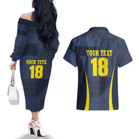 Custom Scotland Football Couples Matching Off The Shoulder Long Sleeve Dress and Hawaiian Shirt Scottish Lion Rampant Tartan Fan - Wonder Print Shop