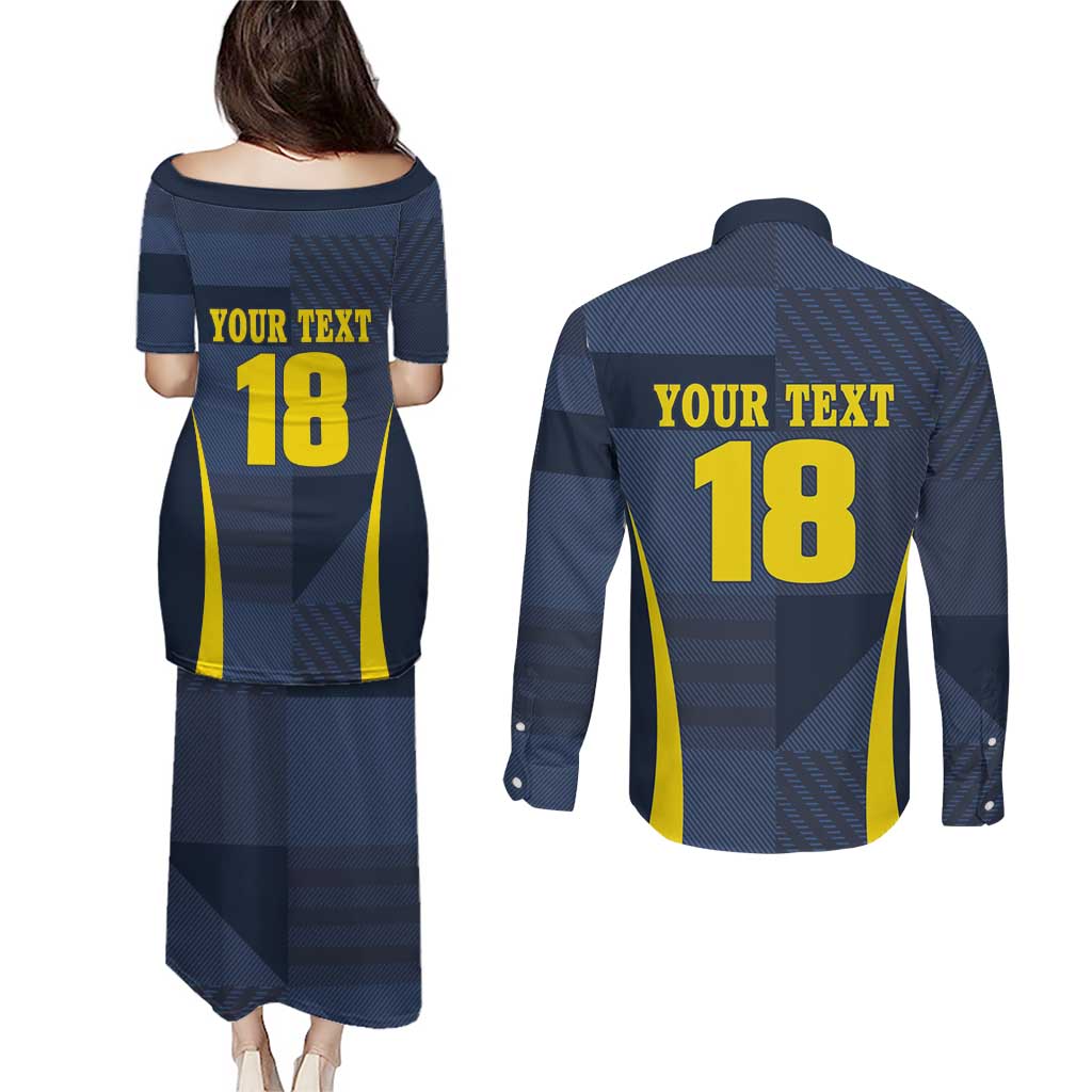 Custom Scotland Football Couples Matching Puletasi and Long Sleeve Button Shirt Scottish Lion Rampant Tartan Fan - Wonder Print Shop