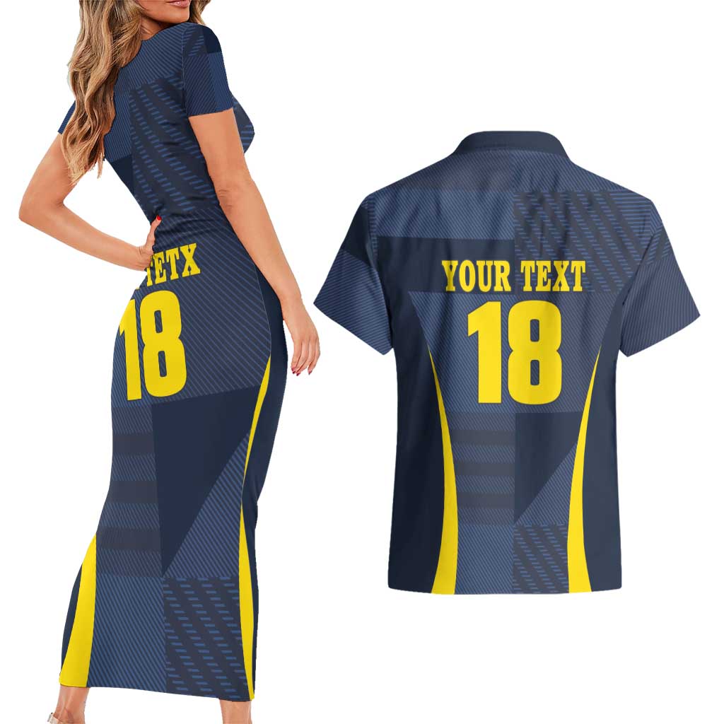Custom Scotland Football Couples Matching Short Sleeve Bodycon Dress and Hawaiian Shirt Scottish Lion Rampant Tartan Fan - Wonder Print Shop