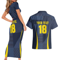 Custom Scotland Football Couples Matching Short Sleeve Bodycon Dress and Hawaiian Shirt Scottish Lion Rampant Tartan Fan - Wonder Print Shop