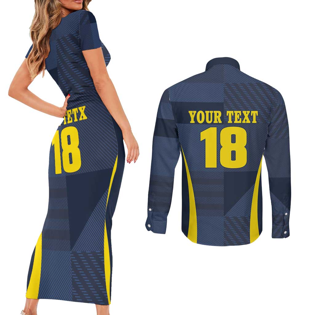 Custom Scotland Football Couples Matching Short Sleeve Bodycon Dress and Long Sleeve Button Shirt Scottish Lion Rampant Tartan Fan - Wonder Print Shop