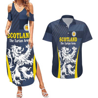 Custom Scotland Football Couples Matching Summer Maxi Dress and Hawaiian Shirt Scottish Lion Rampant Tartan Fan - Wonder Print Shop