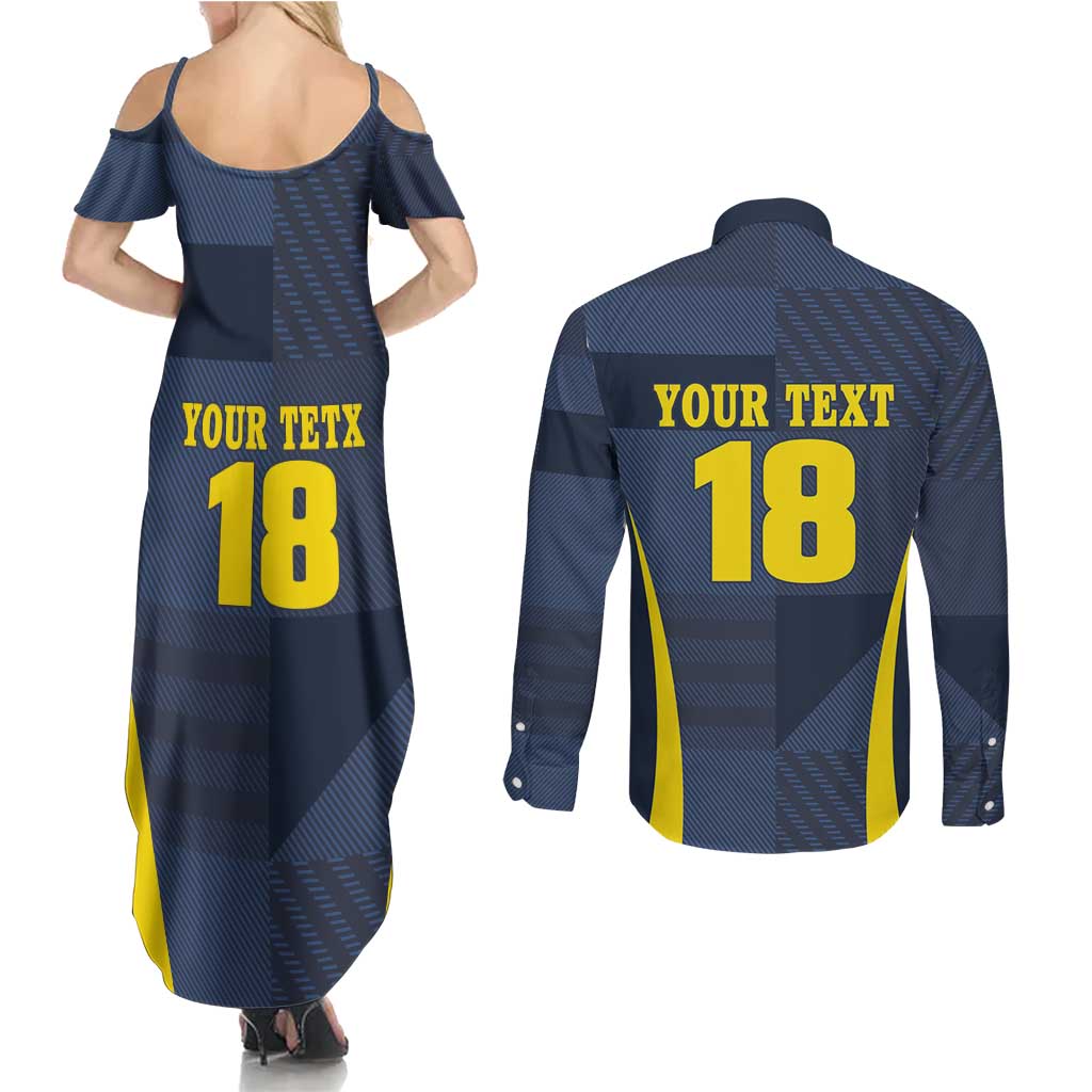 Custom Scotland Football Couples Matching Summer Maxi Dress and Long Sleeve Button Shirt Scottish Lion Rampant Tartan Fan - Wonder Print Shop