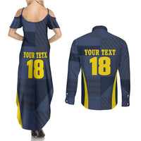 Custom Scotland Football Couples Matching Summer Maxi Dress and Long Sleeve Button Shirt Scottish Lion Rampant Tartan Fan - Wonder Print Shop