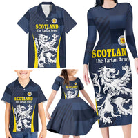 Custom Scotland Football Family Matching Long Sleeve Bodycon Dress and Hawaiian Shirt Scottish Lion Rampant Tartan Fan - Wonder Print Shop