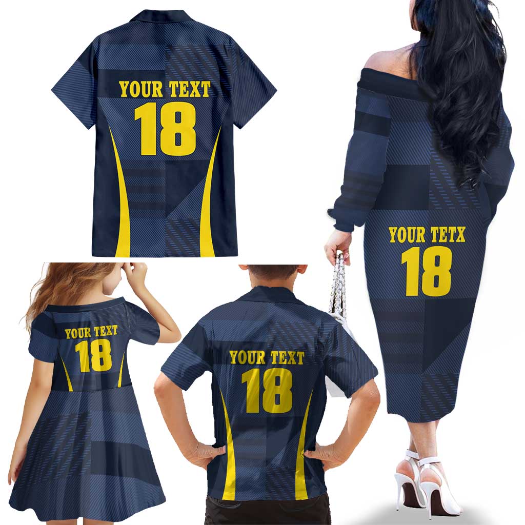 Custom Scotland Football Family Matching Off The Shoulder Long Sleeve Dress and Hawaiian Shirt Scottish Lion Rampant Tartan Fan - Wonder Print Shop