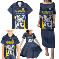 Custom Scotland Football Family Matching Puletasi and Hawaiian Shirt Scottish Lion Rampant Tartan Fan - Wonder Print Shop